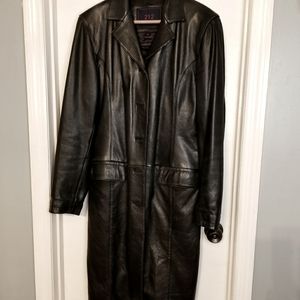 Genuine leather full length coat